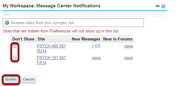 Home: Message Center Notifications - Display Options